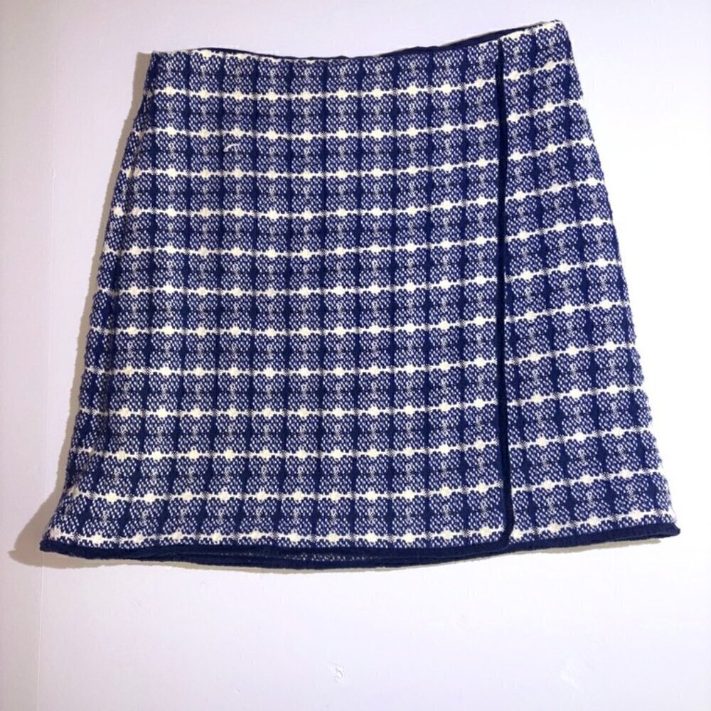Boden Tallulah Faux Wrap Skirt Tweed Navy Sz 8 Timeless, Classic, Sophisticated